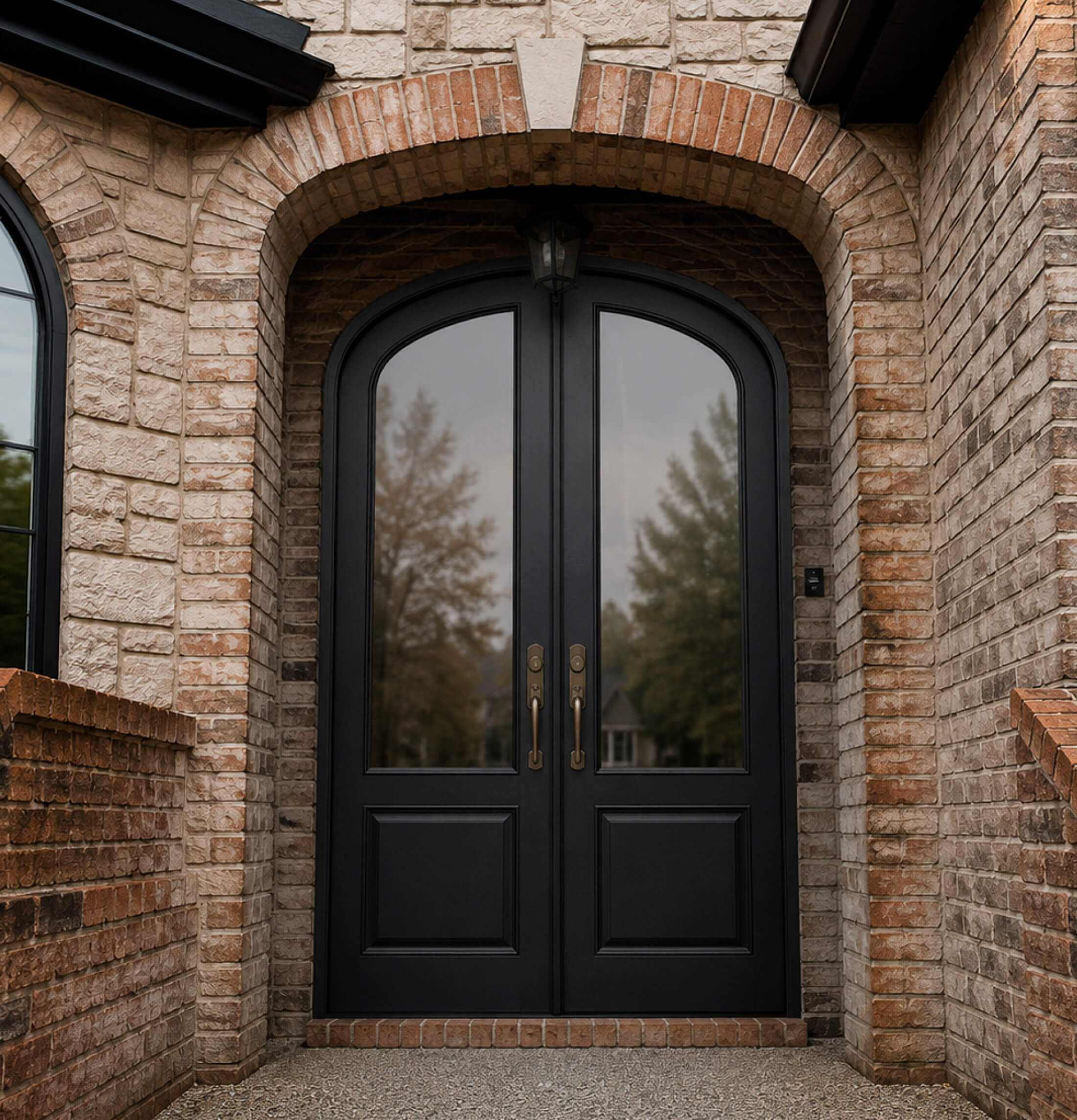 Arched Double Doors, Full-Height Glass by Scobis