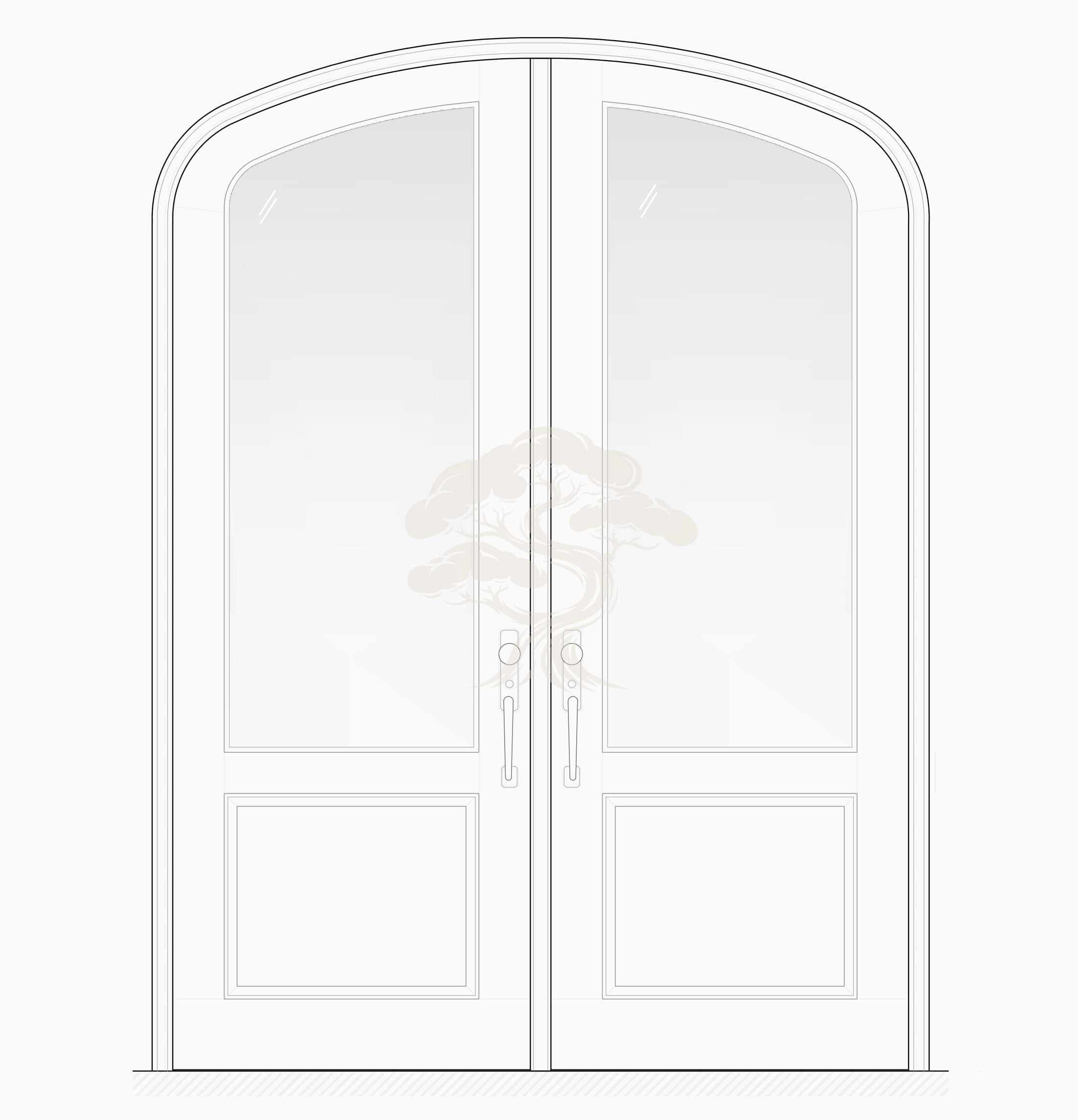 Arched Double Doors, Full-Height Glass sketch by Scobis