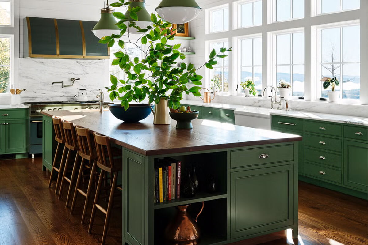 How do you style green around wood millwork?​